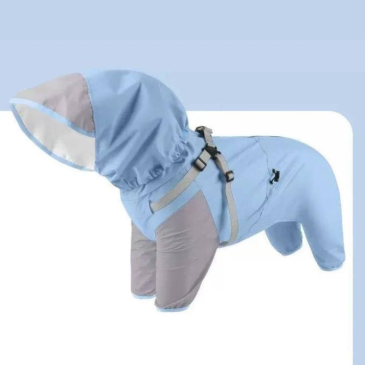 Waterproof Reflective Hooded Dog Raincoat – S to 3XL - Blue / M (M)