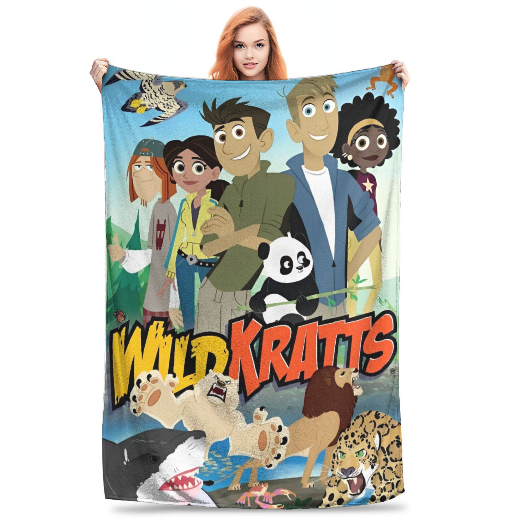Wild Kratts Kastfilt för soffa Mjuk luddig plyschfilt 50x60 tum Flerstorleks överkast för alla årstider