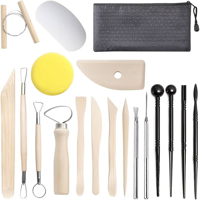 TEMU 19pcs Polymer Clay Sculpting Tool Set - Stainless Steel, Non-electric Craft Kit For Pottery Modeling, Carving & Smoothing - Ideal For Beginners Diy, Measuring