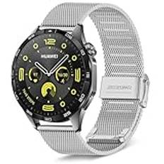 KeeFos Armband för Huawei Watch GT5 41 mm/Huawei Watch GT4 41 mm, nättyg rostfritt stål män och kvinnor metall klockarmband, ersättningsband för Huawei Watch GT5 41 mm/Watch GT4 41 mm – silver