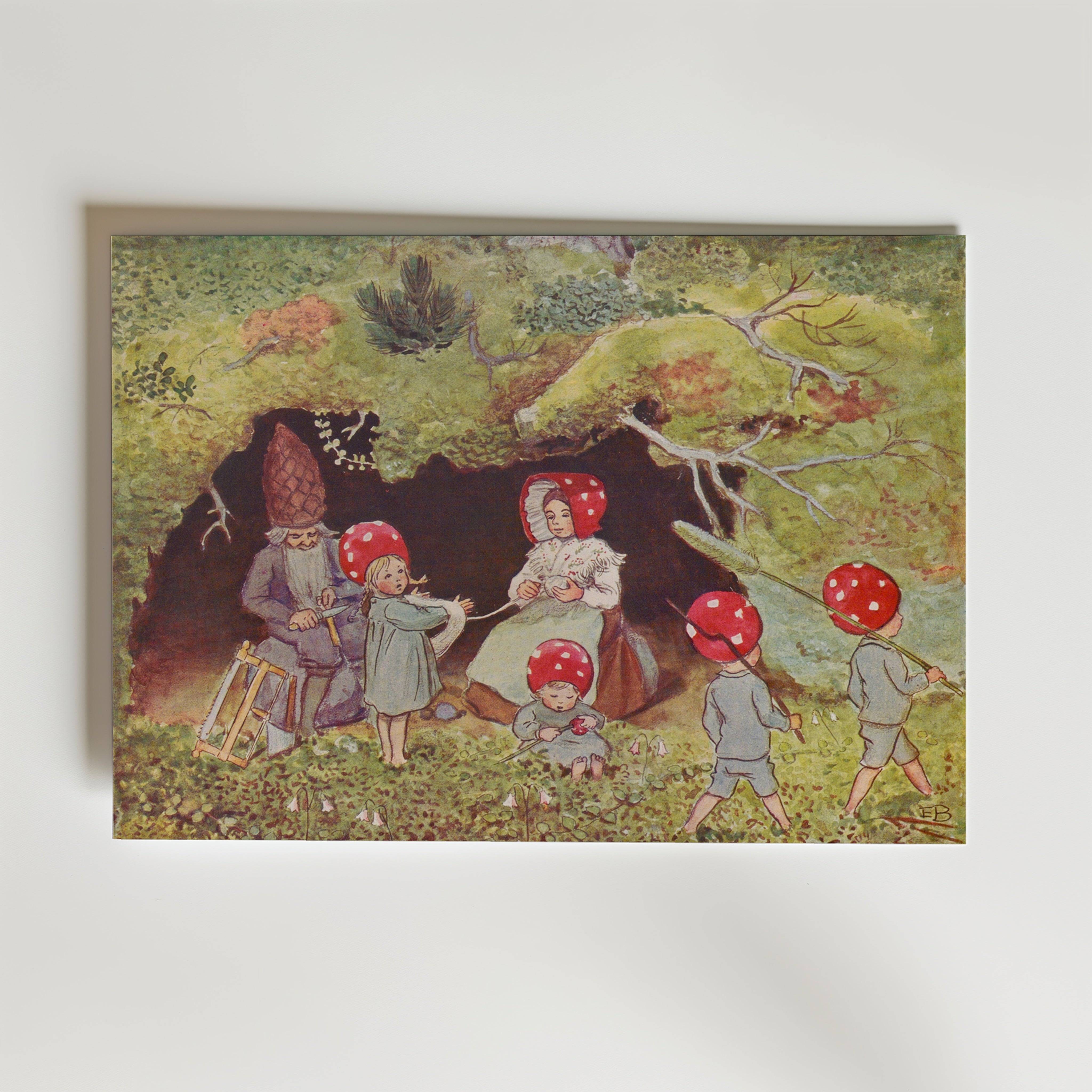 Elsa Beskow Tomtebobarnen vid Jordh�lan Poster - Premium Canvas 70x100 cm Utan passepartout