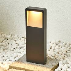 LED pollare Leya Lucande, Svart, Aluminium / grå / zink, Modern, LED-utomhuslampa