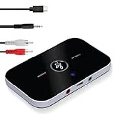 Bluetooth-adapter 5.0-mottagare, 2-i-1 trådlös Bluetooth-ljudmottagare sändare med 3,5 mm AUX-kabel, Bluetooth-adapter för TV/smartphone/hörlurar/högtalare