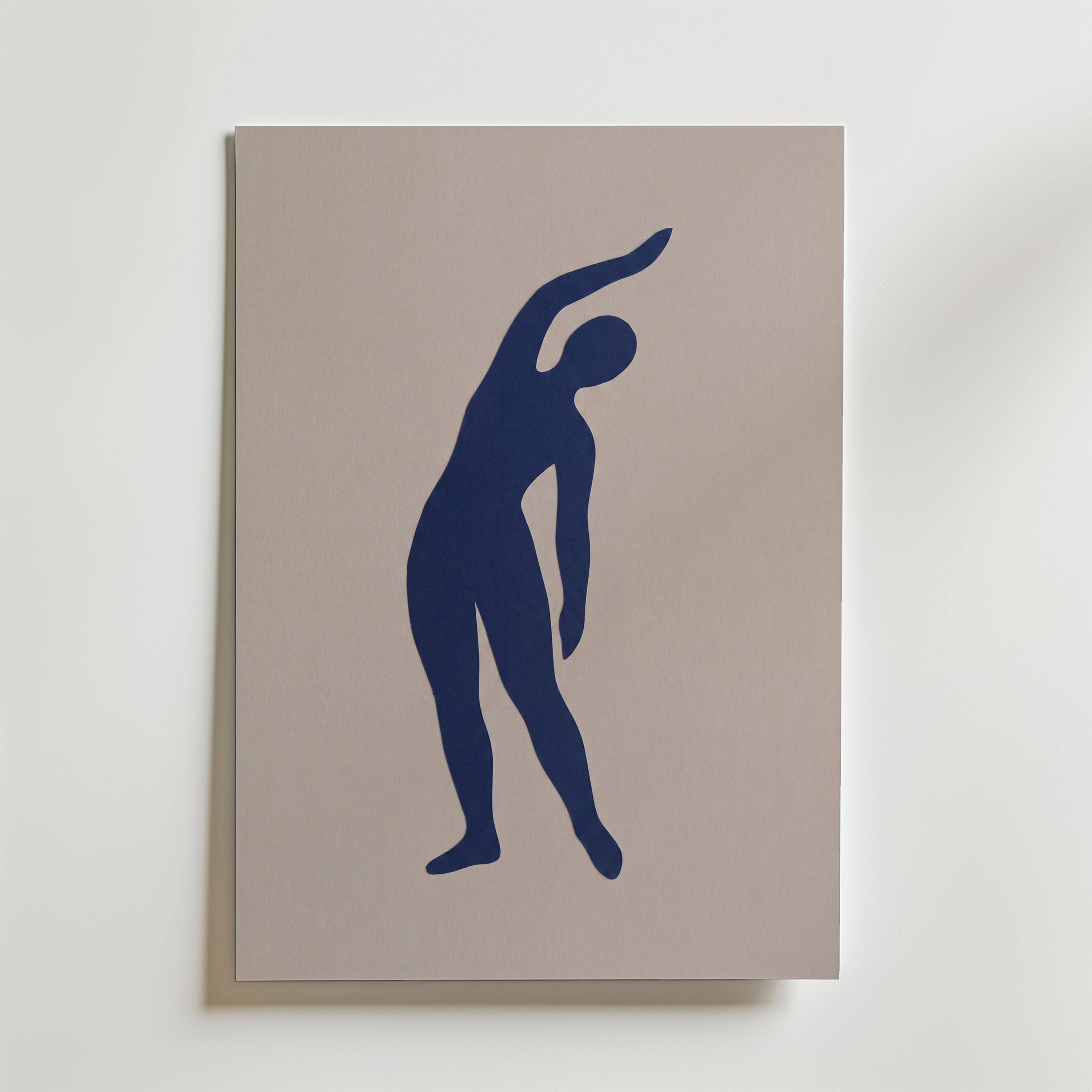 Blue Figure II Poster - Premium Canvas 100x140 cm Utan passepartout