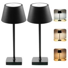 ChenFec 2 Stück LED Tischlampe Kabellos Akku Aufladbar, LED Tischleuchte Kabellos USB Akku Kabellose Lampe Flaschenlicht, LED Lampe Tischlampe Akku Tischleuchte Outdoor Indoor (schwarz)