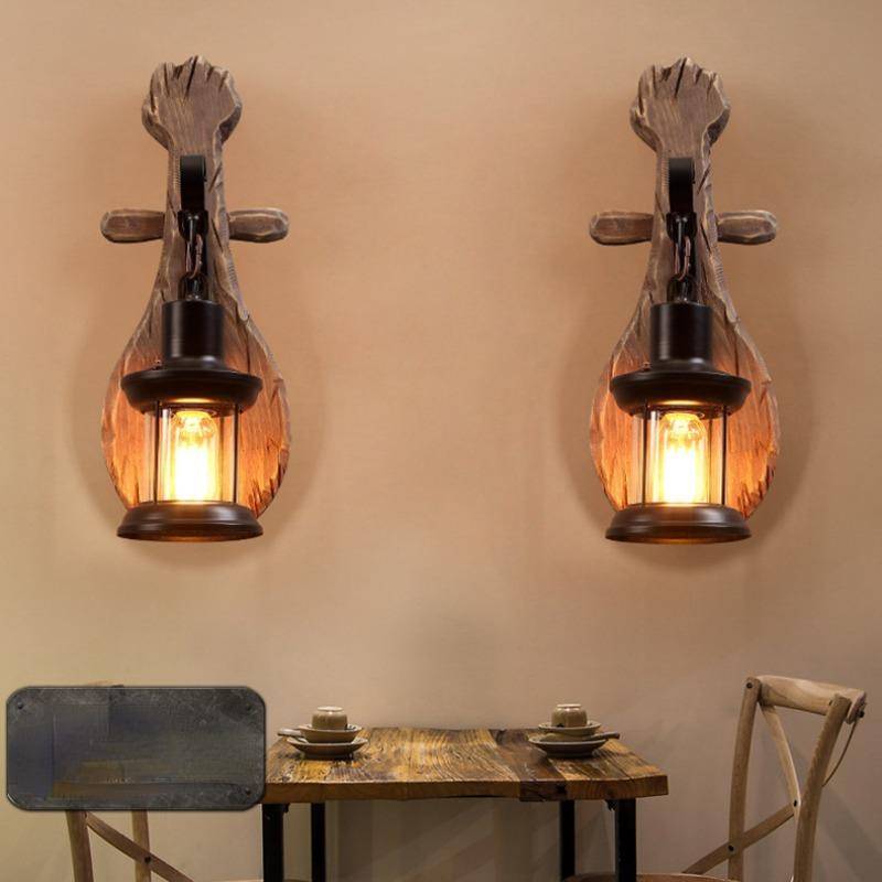 Båt Trä Vintage Vägglampa Nostalgisk industritema Restaurang T Dekorativa vägglampetter gray