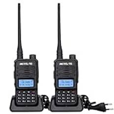 Retevis RT85 Walkie Talkie, Dual Band Walkie Talkie för Lång Räckvidd, 200 Kanaler DTMF FM 2-Vägs Radio, 1400mAh Uppladdningsbara Walkie Talkies för Jakt, Vandring (Svart, 2St)