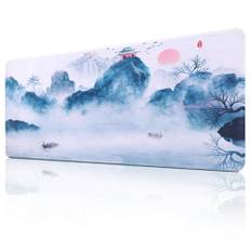 JIZZU Gaming musmatta, 800 x 300 mm XXL stor musmatta, vattentät halkfri skrivbordsmatta, handsydd mus för spelare, dator, PC - blå