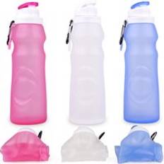 Silicone Foldable Water Bottles Outdoor Sport Portable Collapsible Water Bottle With Handle