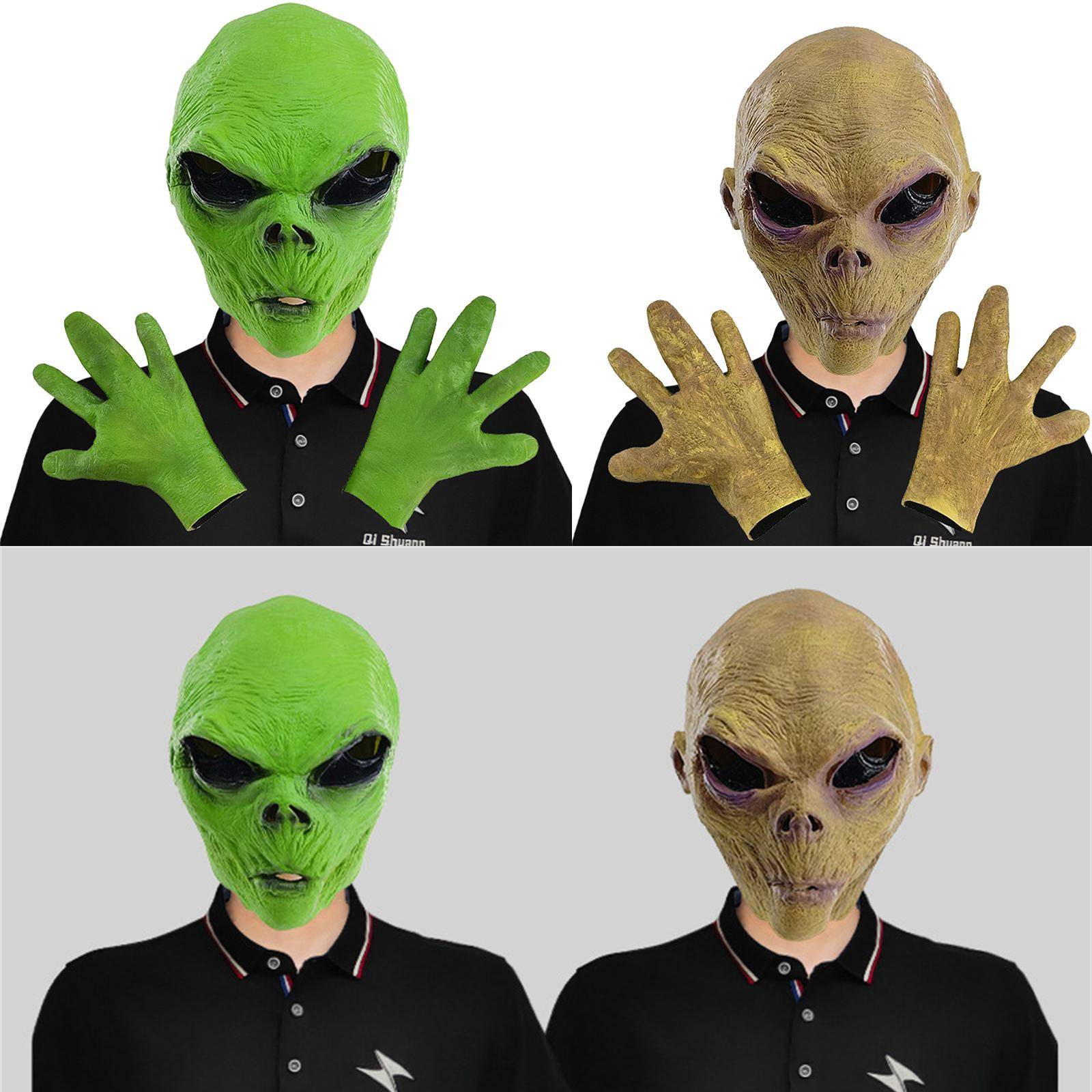 Utomjording Mask Handskar för Vuxna, Halloween Läskig Mask Halloween Utomjording Cosplay Kostym Rekvisita, Halloween Utomjording Cosplay Kostym cm gre