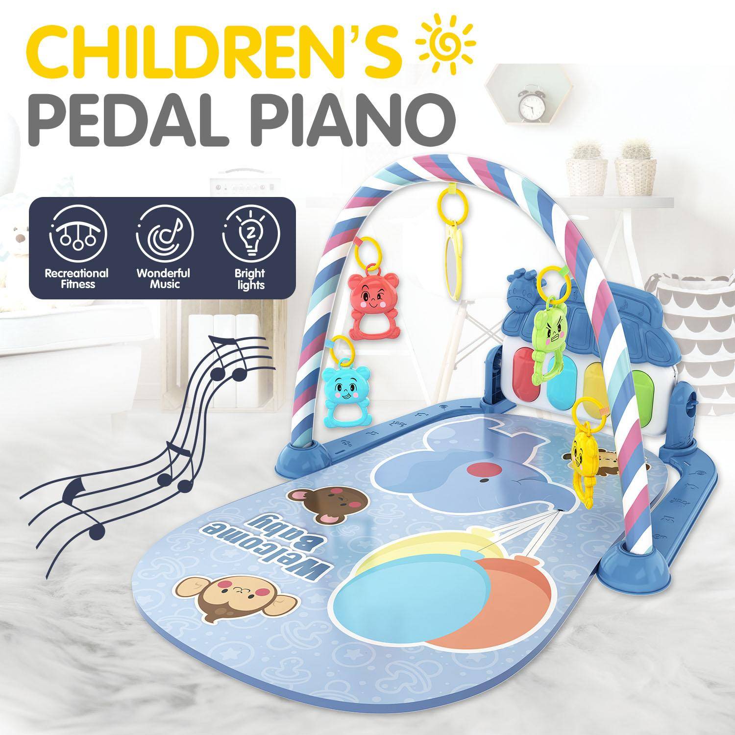 Baby Fitnessställ Musik Pedalpiano Leksak Nyfödd Baby Piano Spelmatta Pedalpiano Klättermatta