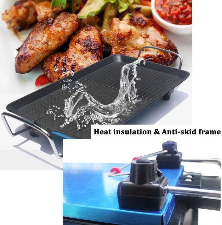 Kök elektrisk bbq grill 220v 1500w eu teppanyaki non-stick yta tallrik justerbar temperatur otroligt mångsidig