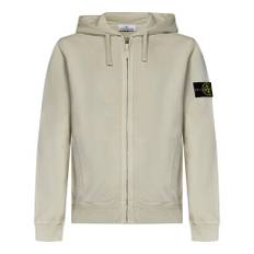 Stone Island, Sweatshirts & Hoodies, Herr, Beige, S, Bomull, Beige Zip-Up Hoodie Aw24