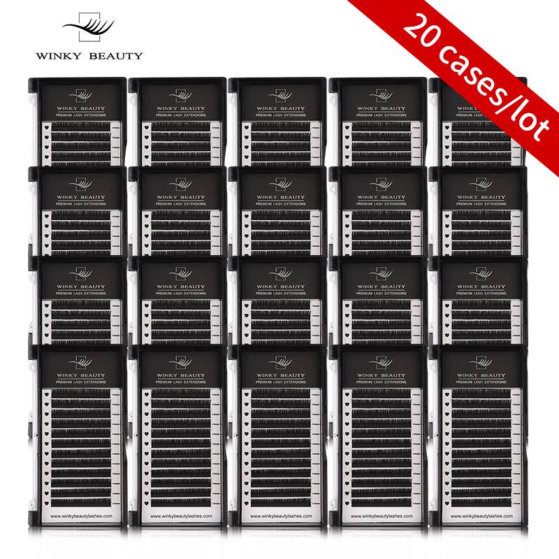 20cases/lot Winky Beauty C/CC/D/DD Curl Individual Lashes Black Mink False Eyelashes Premium Volume Lashes Fake Cilios 12rows