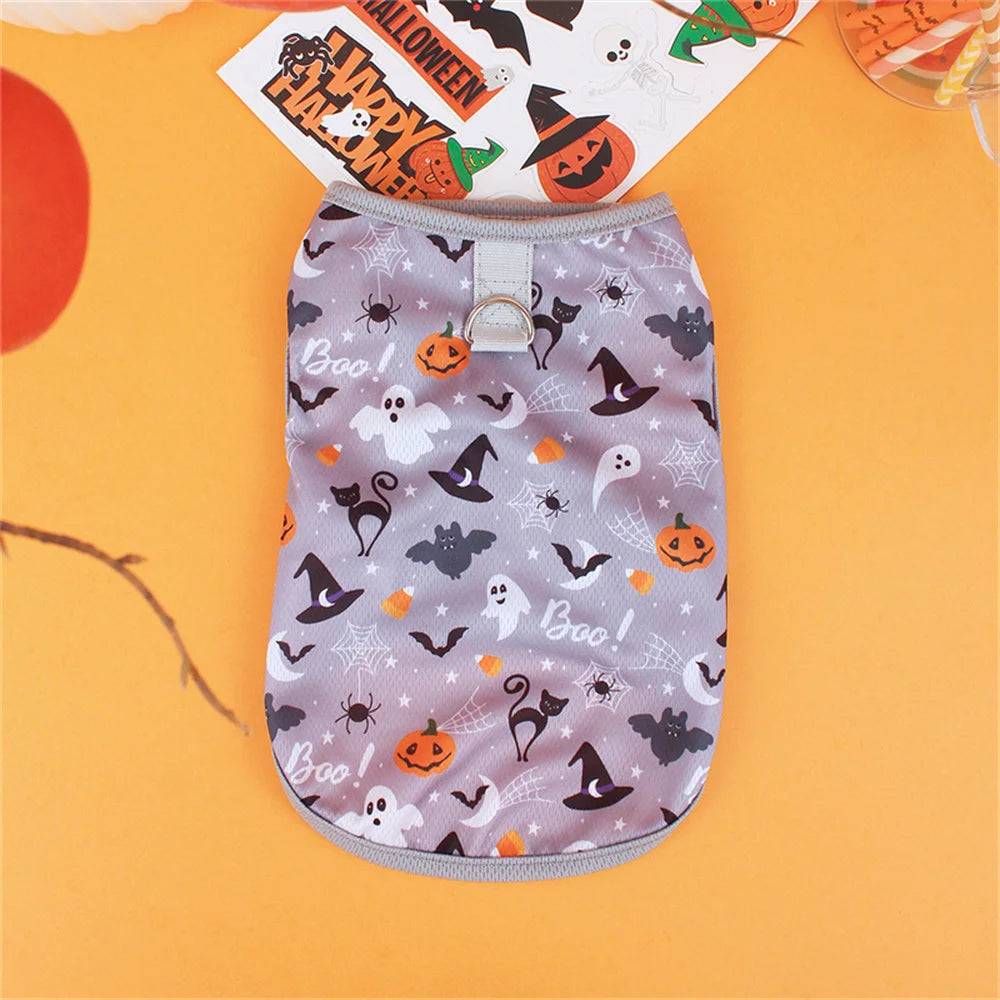 Halloween Print Pet Vest - D-ring Gray / S-suit 1.5-2.5kg / SPC (S-suit 1.5-2.5kg)