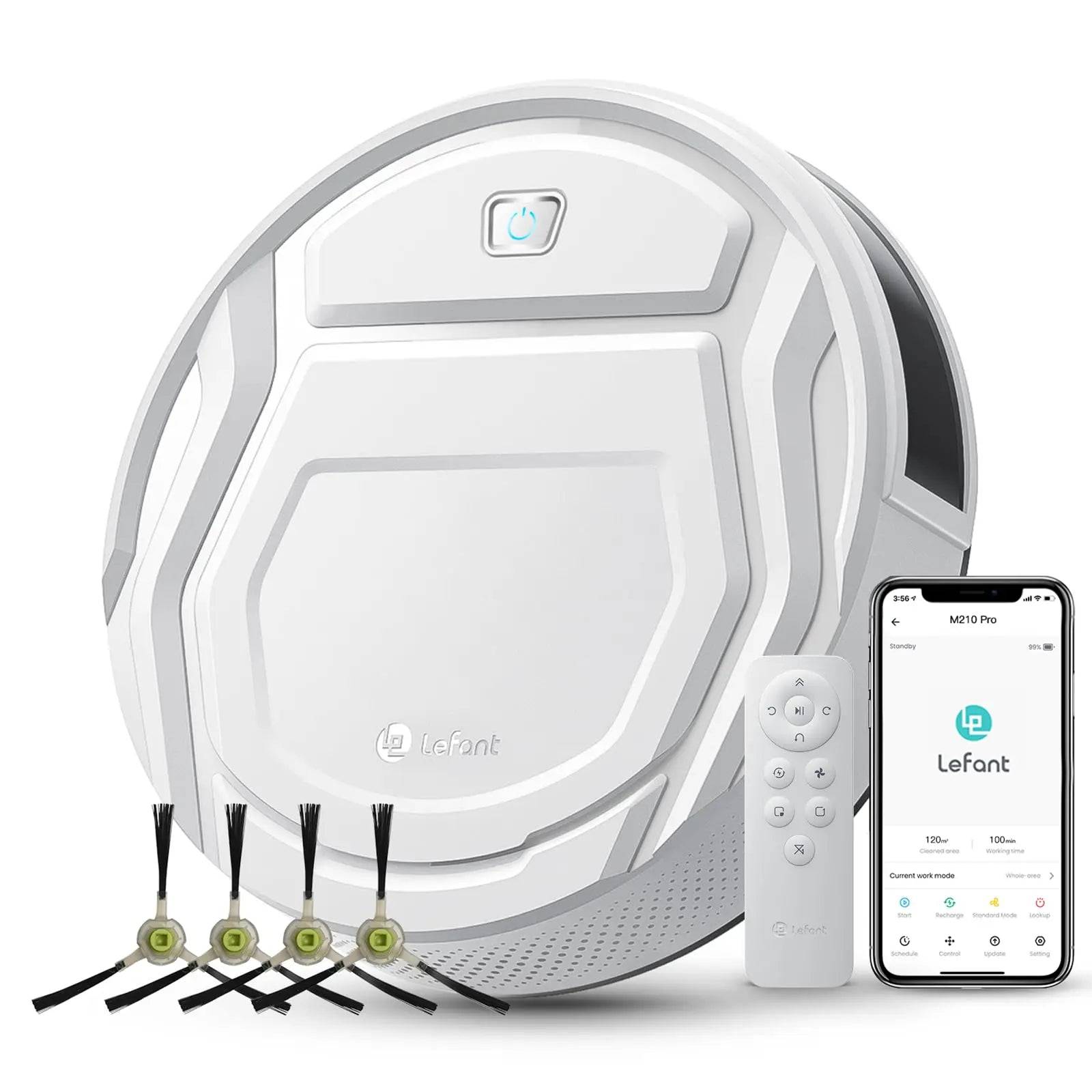 Lefant M210 Pro Robot Vacuum Cleaner, 2200Pa Powerful Suction, 120 Mins Runtime, Automatic Self-Charging, Wi-Fi/App/Alexa Contro - M210Pro-EU-White / EU / GERMANY