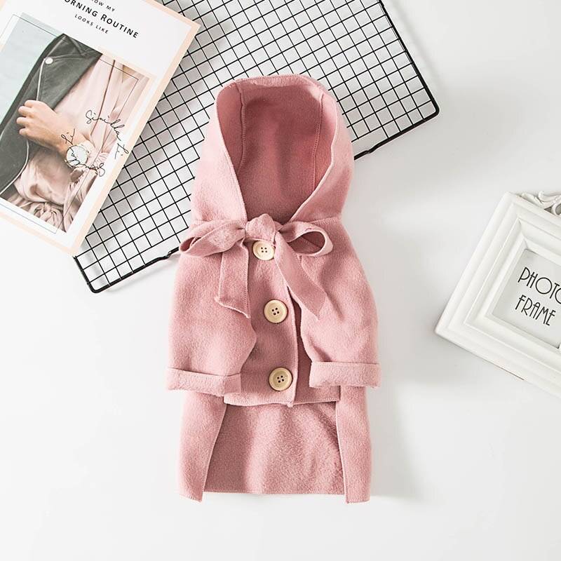 Vinter hundkläder husdjur vindjacka ren färg hundkappa varm vinter valp outfit chihuahua husdjurskläder för hundar kostym - Rosa / L