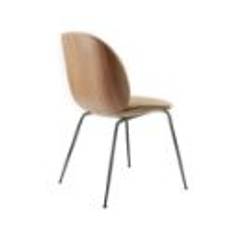 GUBI Beetle Dining Chair Conic Base  - Black Chrome Base/Walnut Shell/Flair