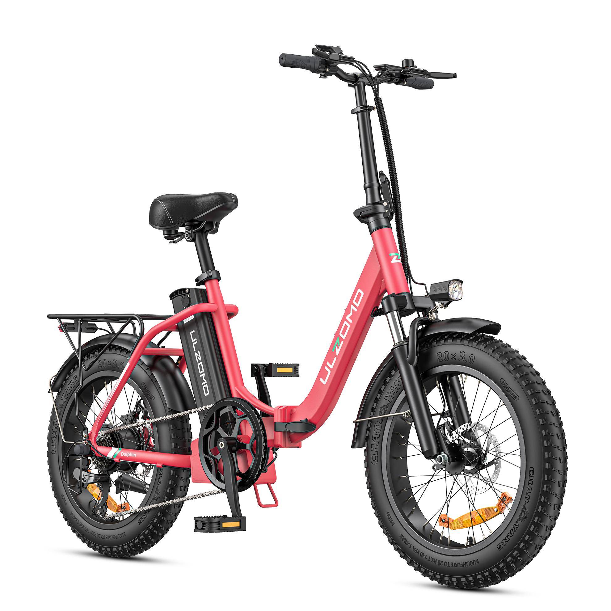 ULZOMO Dolphin Multi Terrain E-Bike With TowSeat 250W Motor 48V13AH Battery Adult Electric Bicycle 20 Inch inch Road Tire Commuting Electric Bike rosa