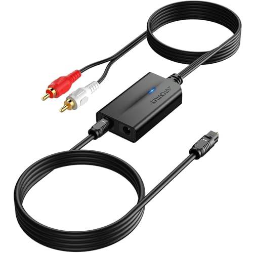 AUTOUTLET 192kHz DAC Digital till analog ljudkonverterare 7ft/2,1m optisk digital ljudkabel till RCA-hankabel för HDTV, DVD, Blu-Ray-spelare och spelkonsoler