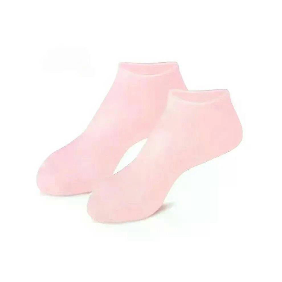 (Pink) 1Pairs Silicone Moisturizing Foot Mask Socks Spa Pedicure Massage Moisturizing Gel Sock for Dry Cracked Feet Foot Care Socks