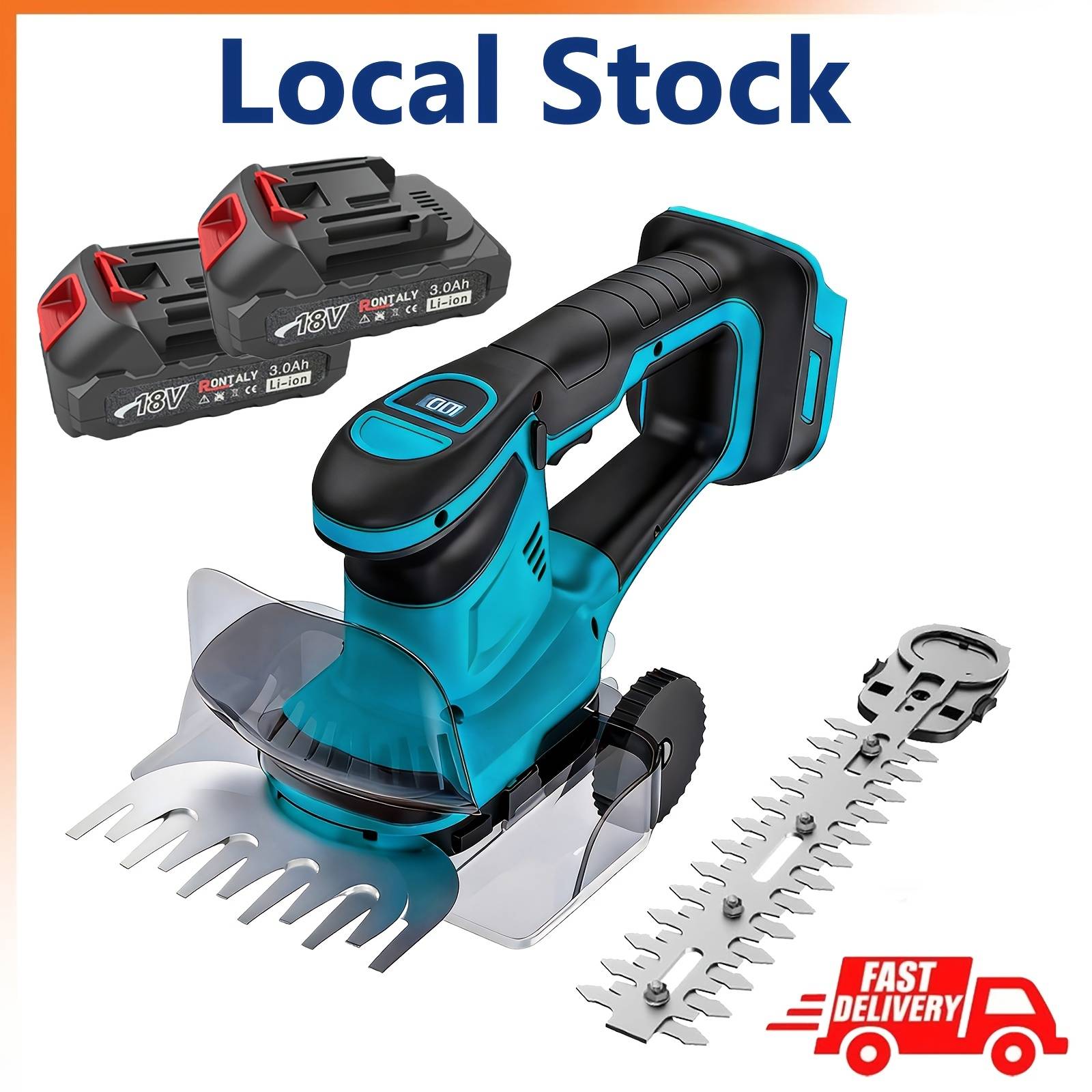 2-in-1 Cordless Grass & Shrub Shears With 2x Batteries: Brushless Dual-blade Portable Hedge Trimmer & Grass Shear With Transparent Shield, Battery-powered Easyshear For Park And Garden Trimming