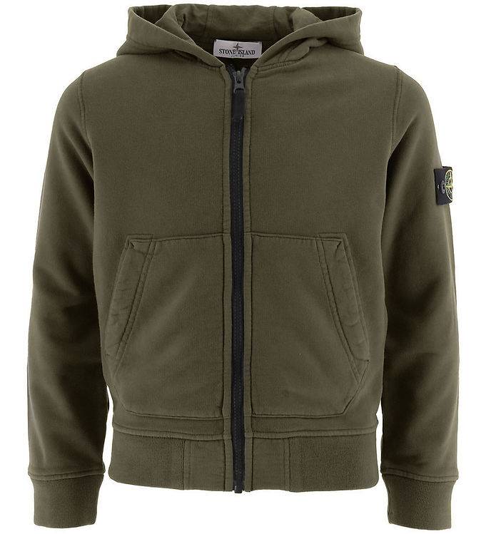 Stone Island Cardigan - Military Green m. Logo - Stone Island - 10 år (140) - Cardigan