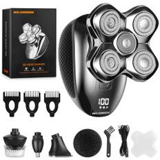 MAXGROOM Elektriska Rakapparater För Män Med Skall, 5-i-1 HEAD SHAVER för Män Med Upp Till 9800 RPM,IPX6 Vattentät Uppladdningsbar Skäggtrimmer (S)