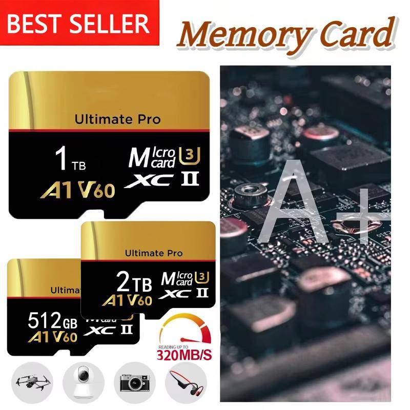 Höghastighets SD 128GB-kort 256GB 512GB 1TB Micro TF Flash-kort V60 U3 Mini SD/TF-minneskort 2TB Minne För Insta360 DJI-drönare PC