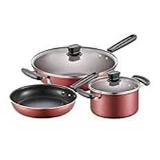 Kastruller Och Stekpannor Set 3st Köksredskap Set Soppgryta Wok Med Glaslock Stekpanna Aluminiumlegering Non-Stick Köksgryta Set Kök Köksredskap Set