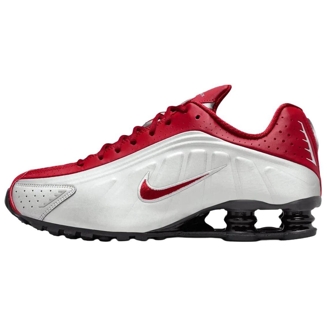 Nike Shox R4 Metallic Silver Svart Team Crimson Herr Sneakers Röd HQ1988-009 40.5