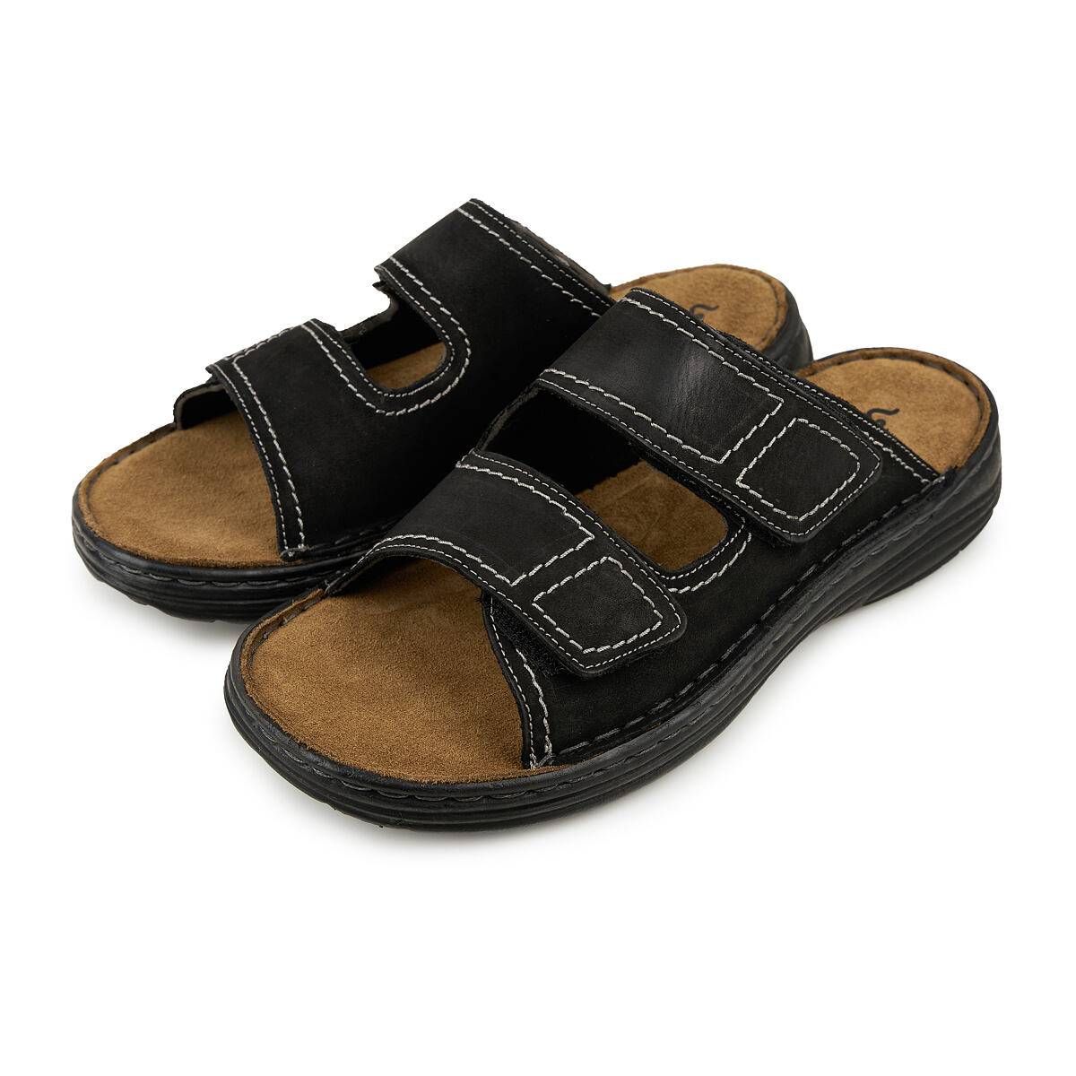 Herre læder slip-ons til brede fødder Orin sort størrelse voksensko 44