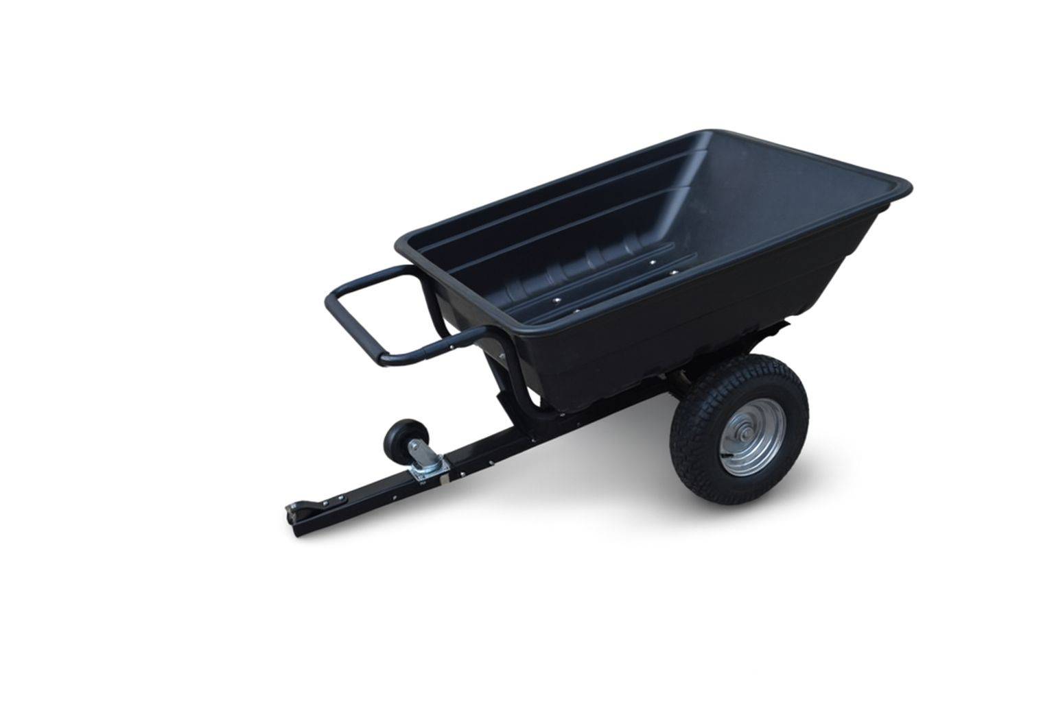 Transportvagn med tippfunktion | 300KG Lastkapacitet & terränghjul Skjut dragbar Svart - ATV-vagn Metall