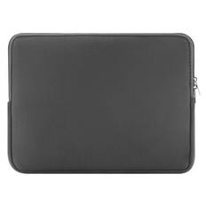 15 tommer neopren laptop sleeve grå med lynlås og elastiske hjørnebånd