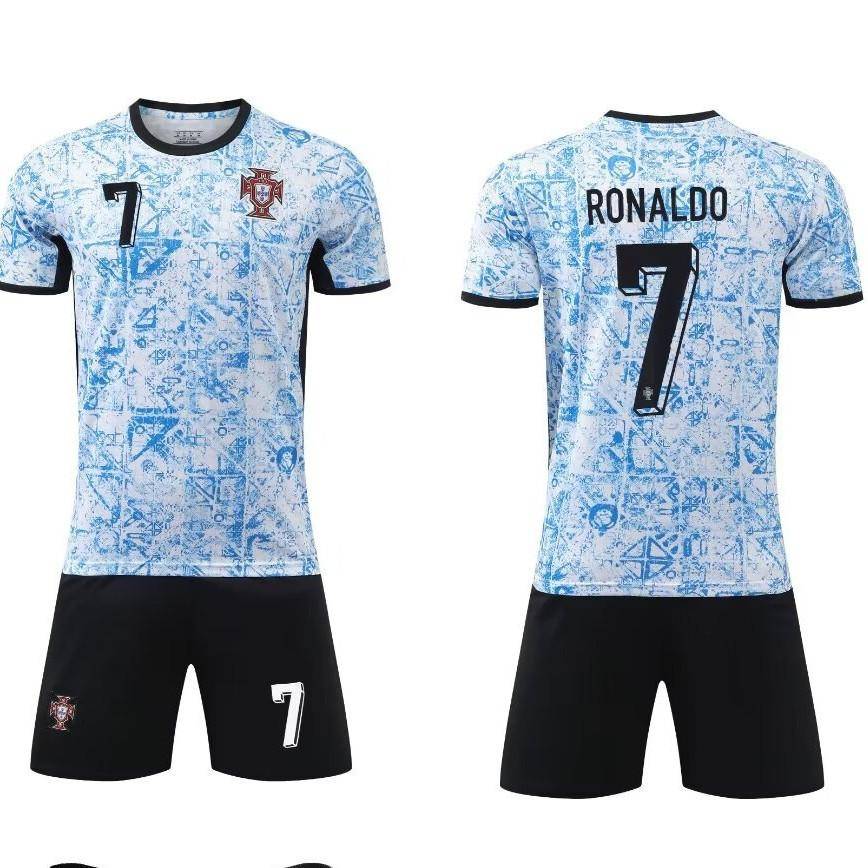 24-25 Portugal Borta Nr. 7 Klubb Fotbollströja Barn Vuxna Set Storlek 14-3XL Andningsbar Snabbtorkande Fotbollsuniform