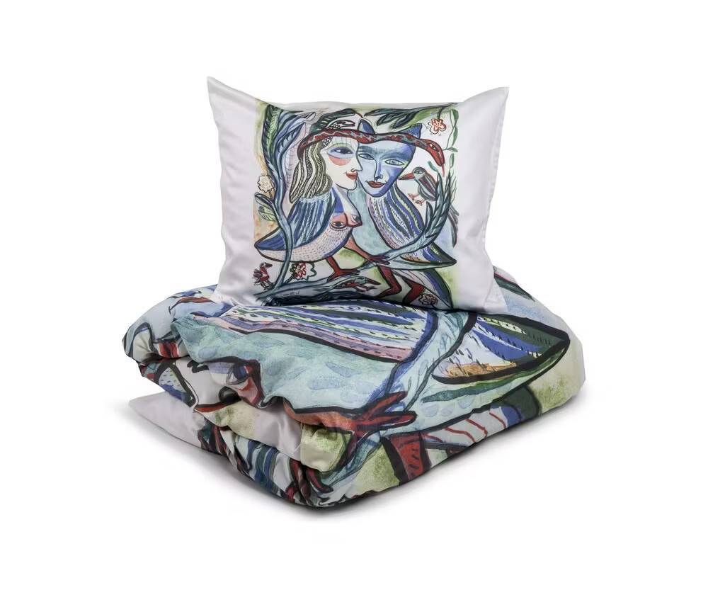 Bäddset Turturduvor Satin 150x210 Kosta Linnewäfveri