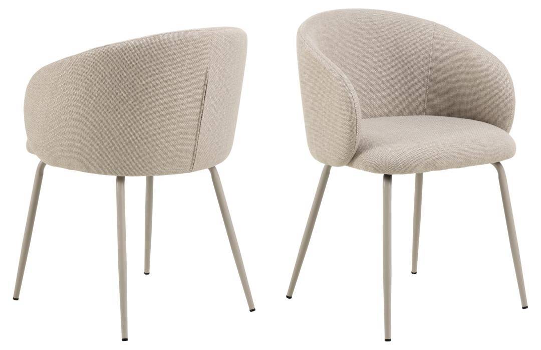 ACT NORDIC Eleanor spisebordsstol, m. armlæn - beige stof og grå stål