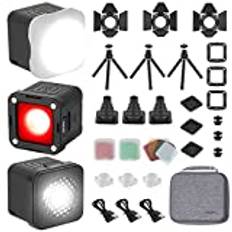 LED-videoljus (3-pack), SMALLRIG Mini Cube Light, Led Video Light för Macro Photography, Litet Fotoljus med 8 Färgfilter, 5600K CRI95, för Streaming, Youtube, Video och Film - 3469