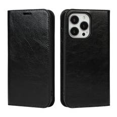Mobiltaske Ægte Læder iPhone 13 Pro Sort