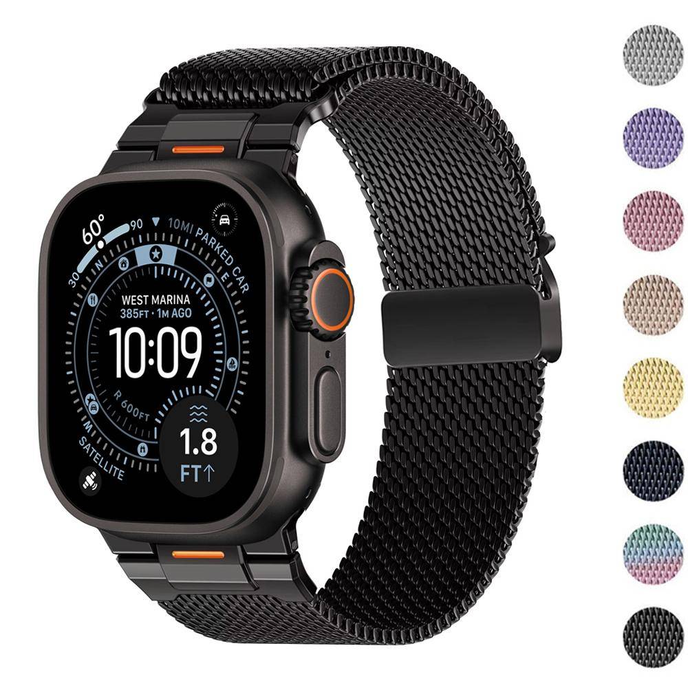 Rem för Apple Watch Ultra 4 3 2 Band 49mm 46mm 44mm 45mm 42mm Parachute Milanese Loop Armband iWatch Serie 12 11 10 SE 9 8