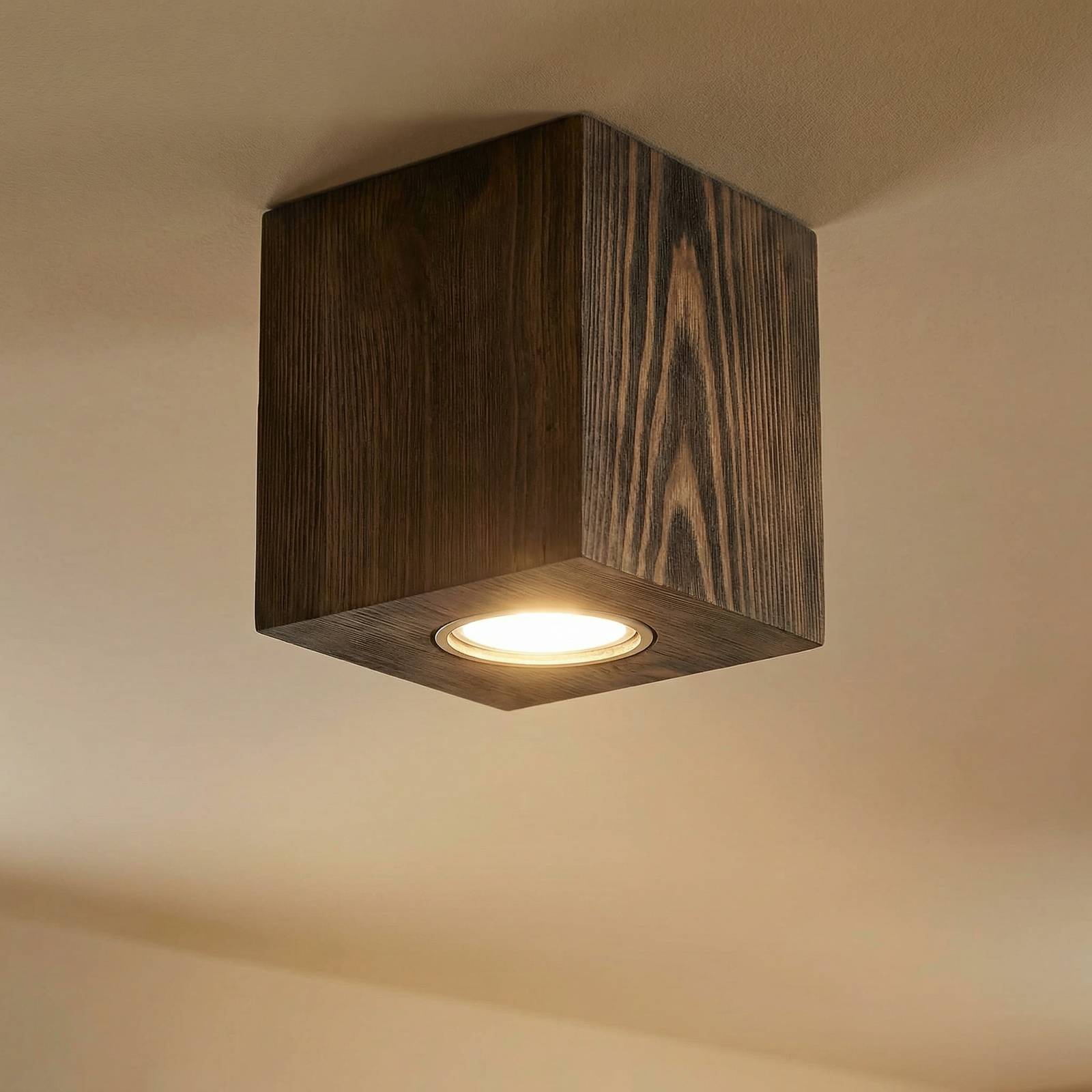 Taklampa Tuni Envostar, dimbar, Mörkt trä, Vardagsrum / matsal, Trä, Modern, Taklampa