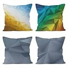 Nimvoya Linne prydnadskudde överdrag modern uteplats kuddfodral ersättnings set 45 x 45 cm, geometrisk konst kuddöverdrag 3D set kuddöverdrag rektangel vardagsrum soffa dekor 4 st