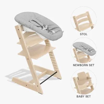 Tripp Trapp® Højstol Neutral+ Babyset Neutral + Newborn Set Grey