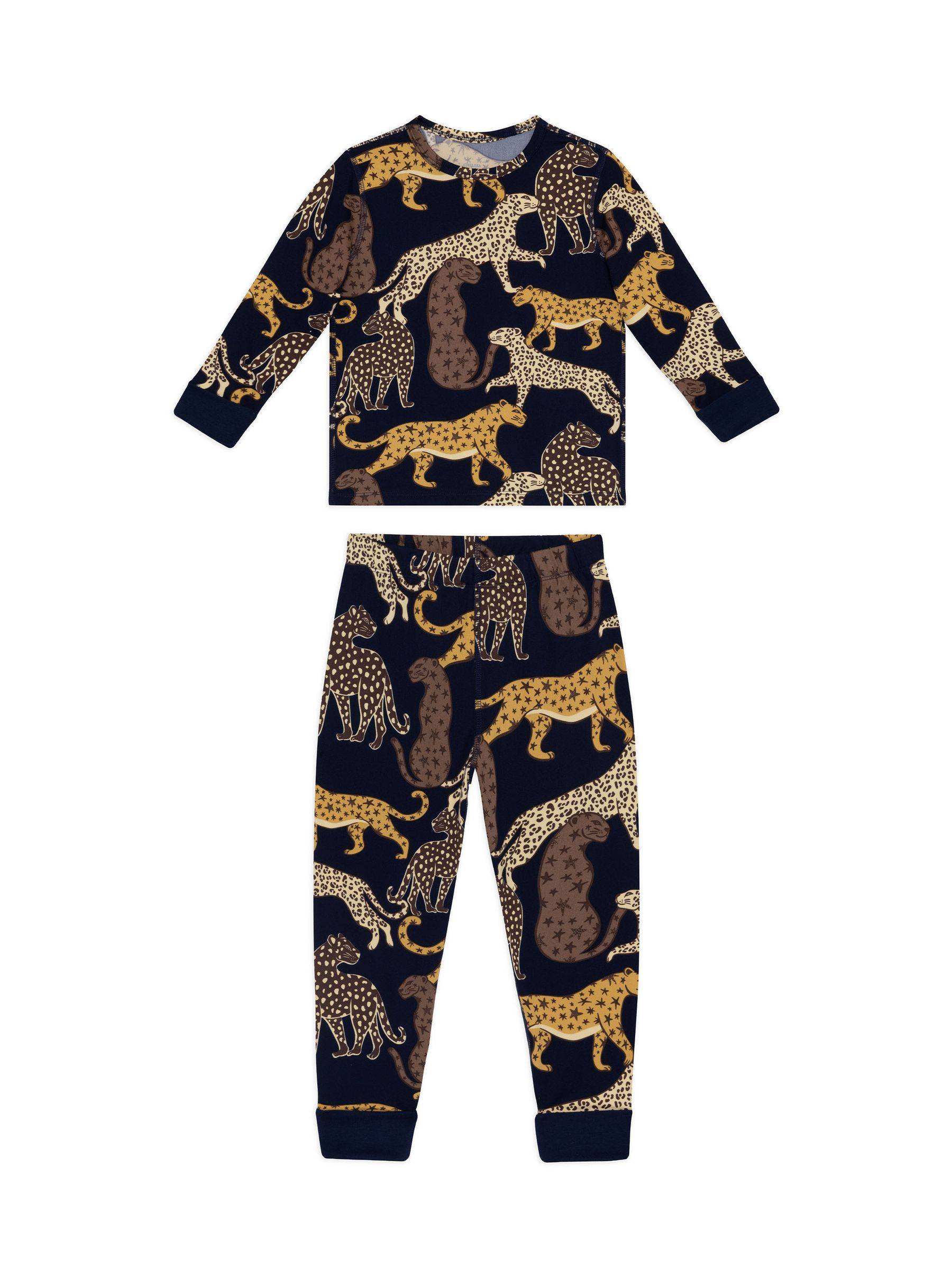 Chelsea Peers Chelsea Peers Blue Kids Starry Leopard Print Long Pyjama Set