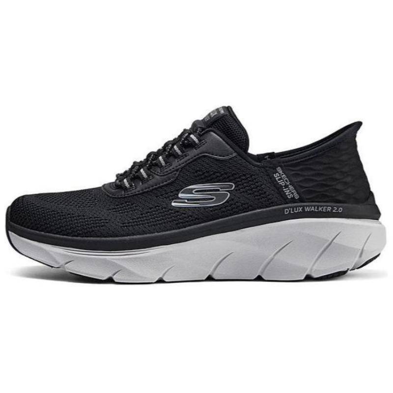 Skechers D'Lux Walker 2.0 Slip-Ins Herr Tyg Syntetiskt Läder Dämpade Löparskor Svart Grå 232446-BKGY cm gray