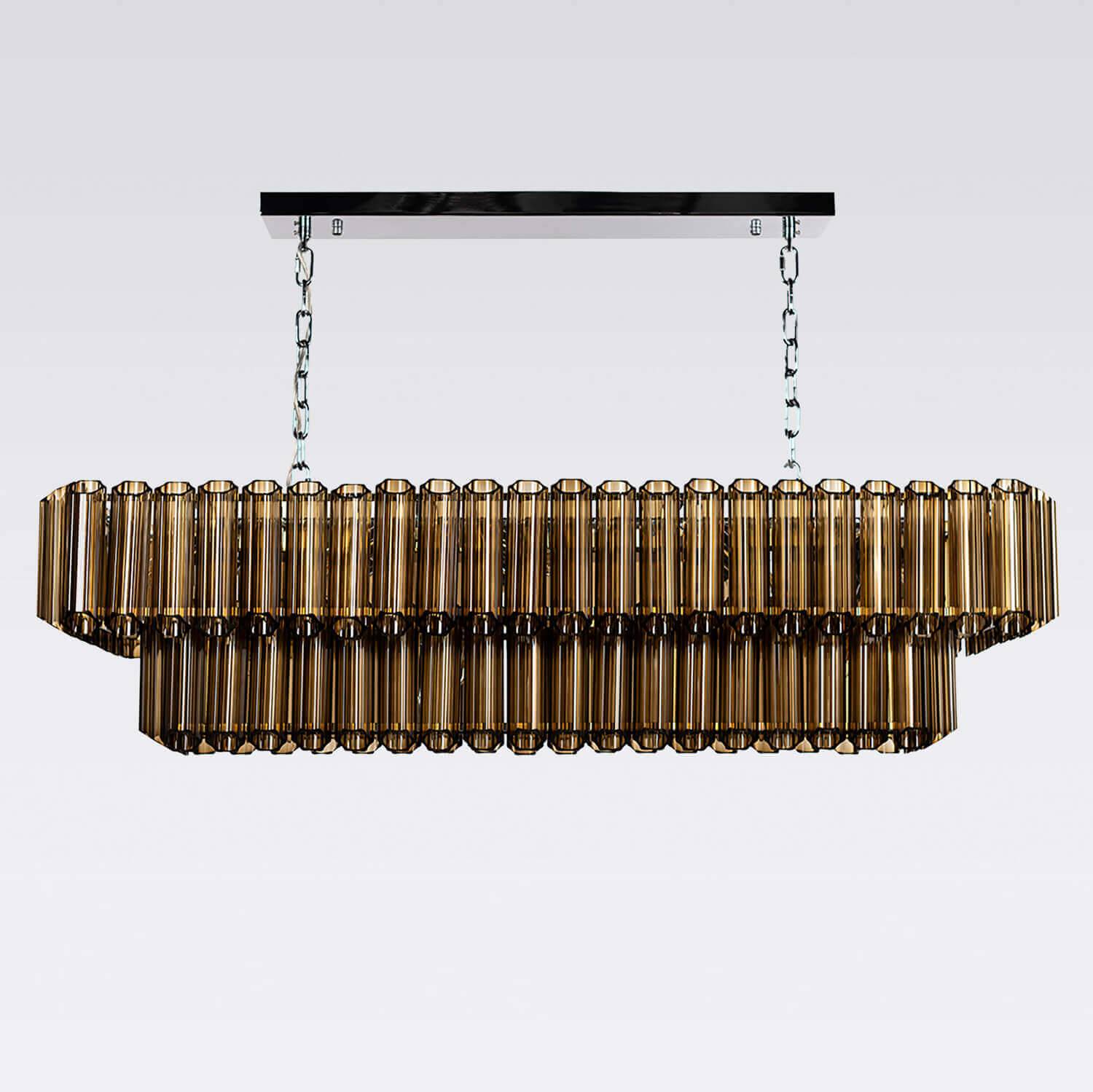Avlång Kristallkrona 120cm Cognac/Krom - Verona | Taklampa | Vesani
