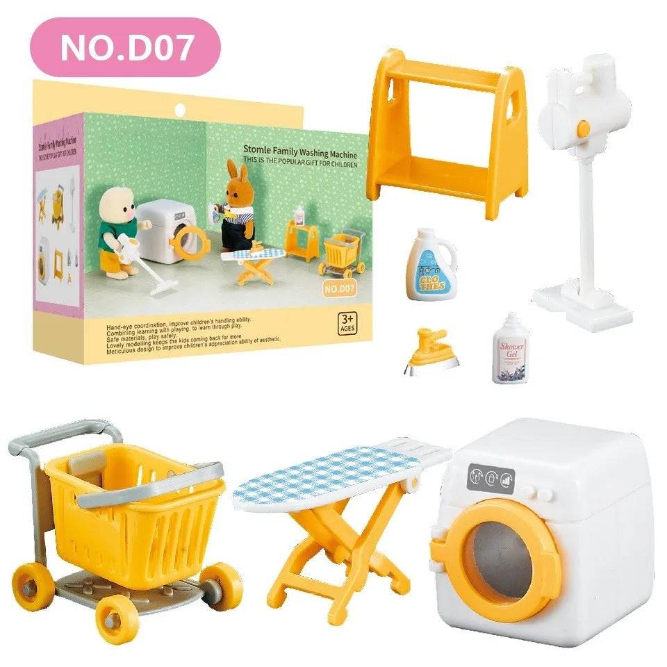 Forest Family Reindeer Rabbit Panda Animal Simulation Dollhouse Furniture Toy Set - D07