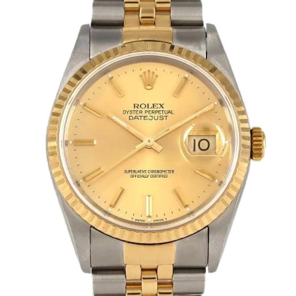 Rolex Vintage - Pre-owned Datejust Klocka i rostfritt stål x gult guld 16233 Vintage - Herr - ONE Size -