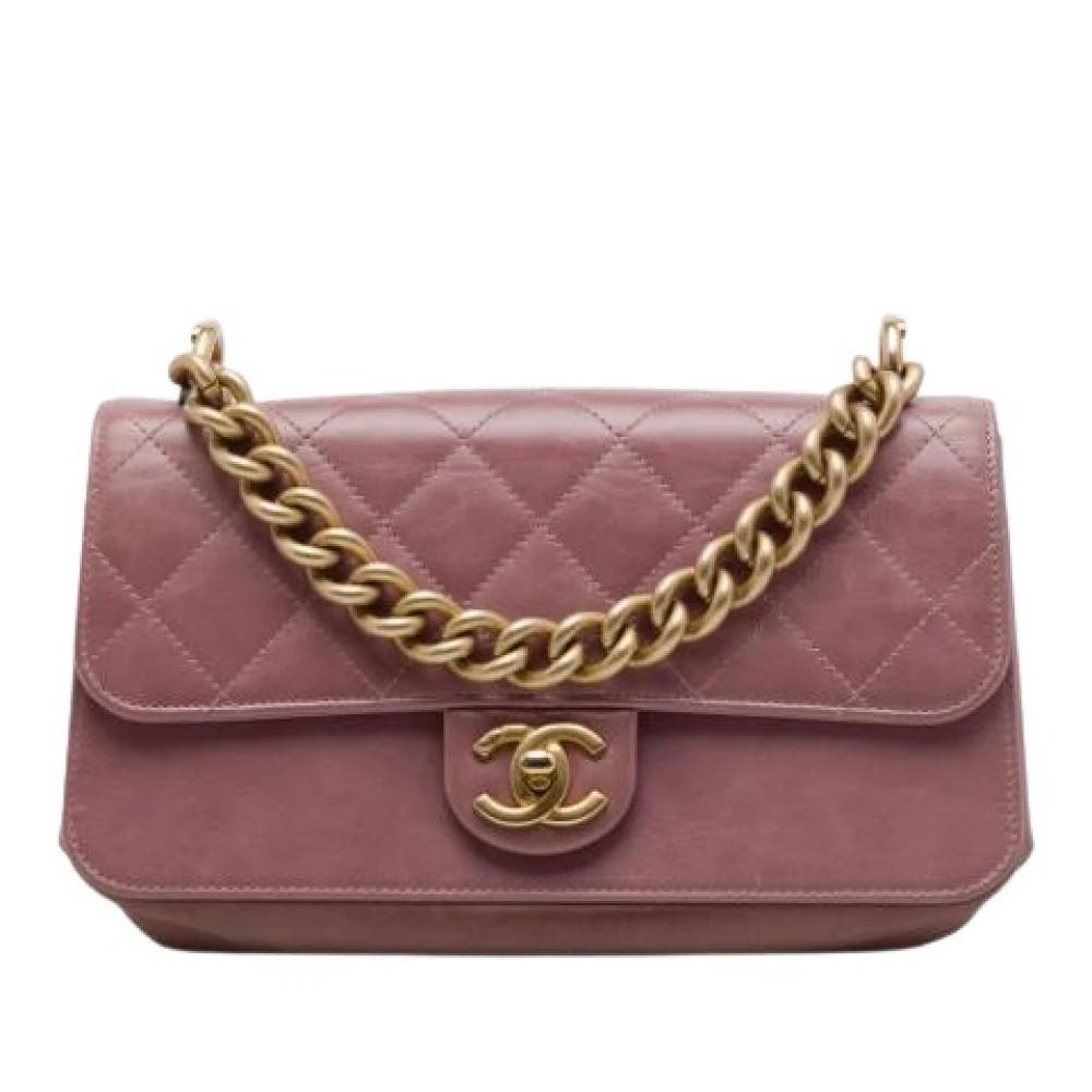 Chanel Vintage Pre-owned Quilted Satchel - Vintage - Dame - Lyserød - ONE SIZE - Uld