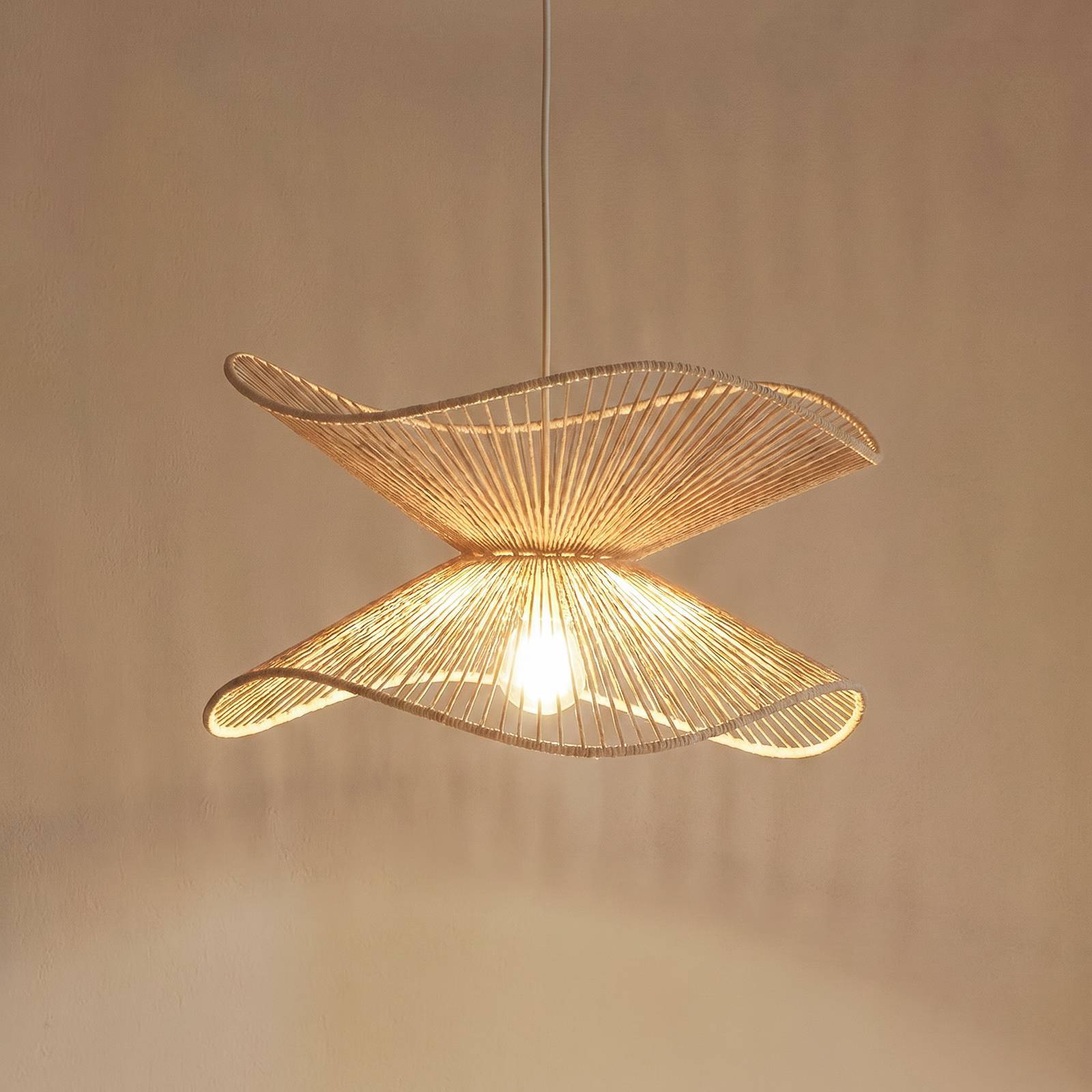 Hänglampa Valdorin Lindby, dimbar, Creme / bärnsten, Sovrum, Papper / lunopal / lunolit, Modern, Pendellampa